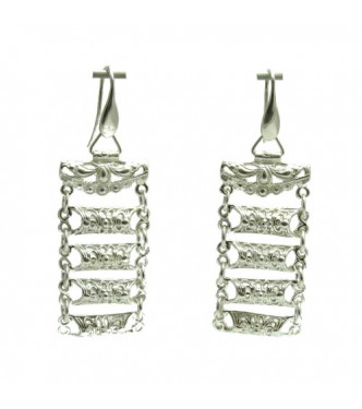 E000534 Sterling Silver Earrings Solid 925 Vintage style